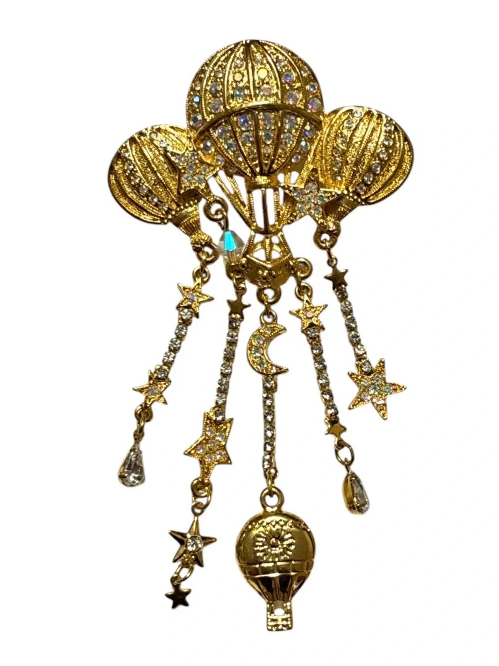 Kirk’s Folly Hot Air Balloon Star & Moon Dangle Brooch